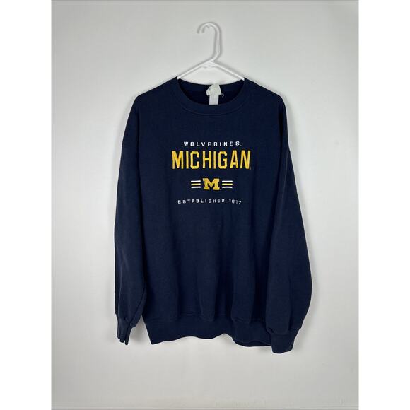 Vintage Other - Vintage 90s Lee Sports Embroidered Michigan Wolverines Crewneck Navy Blue